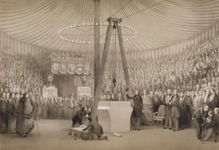 Framed Print : Prince Albert laying the first stone of the new Royal Exchange, London, 17th January Framed Print : Prince Albert laying the first stone of the new Royal Exchange, London, 17th January