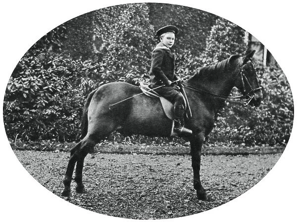 Prince Albert Windsor at age six, sitting on a horse, 1902