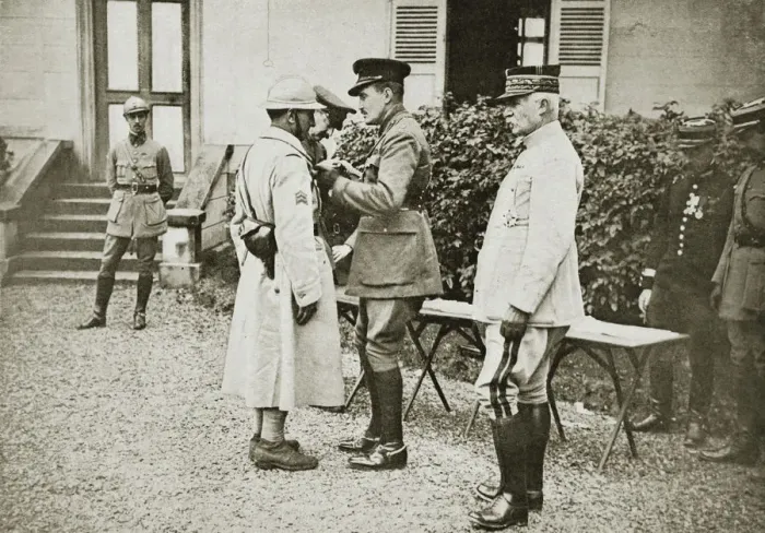 Framed Print : Prince Arthur of Connaught decorating a French sergeant, France, World War I, c1914-c1918 Framed Print : Prince Arthur of Connaught decorating a French sergeant, France, World War I, c1914-c1918