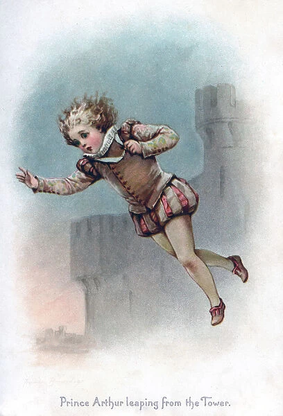 Prince Arthur leaping from the Tower, 1897.Artist: Frances Brundage