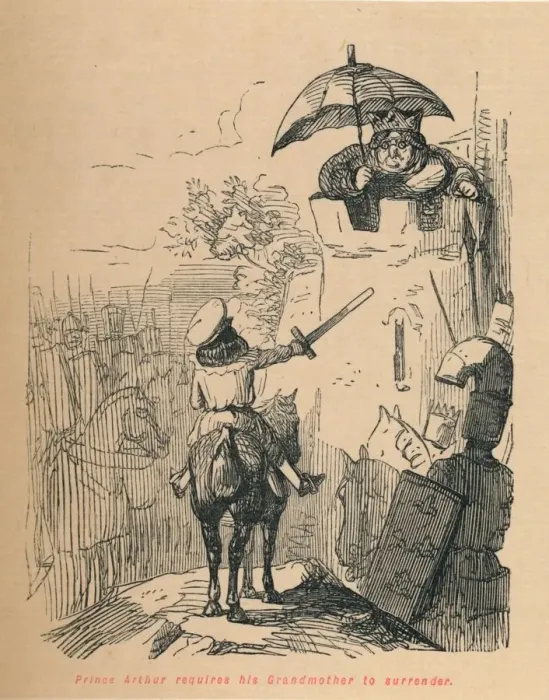 Framed Print : Prince Arthur requires his Grandmother to surrender, c1860, (c1860). Artist: John Leech Framed Print : Prince Arthur requires his Grandmother to surrender, c1860, (c1860). Artist: John Leech