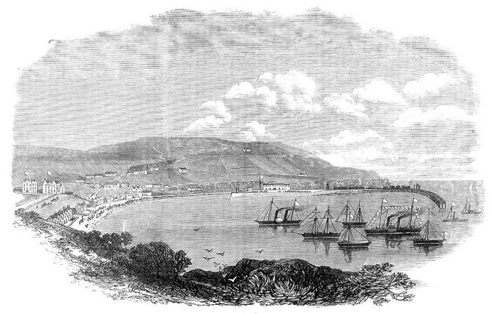 Framed Print : Prince Arthur's visit to the Isle of Man: Port Erin, 1869. Creator: Unknown Framed Print : Prince Arthur's visit to the Isle of Man: Port Erin, 1869. Creator: Unknown