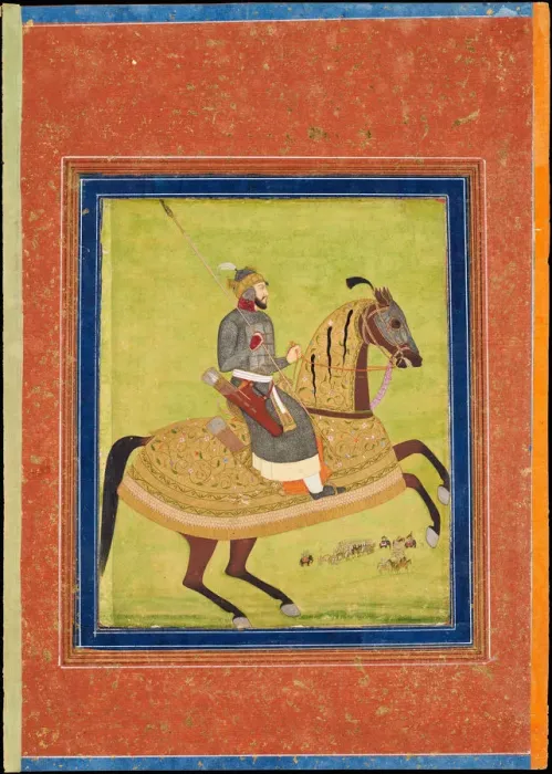 Framed Print : Prince Azam Shah on Horseback. Artist: Indian Art Framed Print : Prince Azam Shah on Horseback. Artist: Indian Art