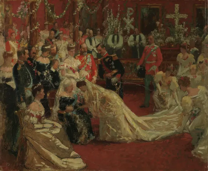 Framed Print : Prince Carl and Princess Maud's wedding, probably 1896-1897. Creator: Laurits Tuxen Framed Print : Prince Carl and Princess Maud's wedding, probably 1896-1897. Creator: Laurits Tuxen