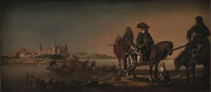 Framed Print : Prince Christian, the Heir Apparent, Hunting Ducks at Nykobing Castle, 1639. Creators: KMS 1530 Monogrammist A.M. Andreas Magerstadt Framed Print : Prince Christian, the Heir Apparent, Hunting Ducks at Nykobing Castle, 1639. Creators: KMS 1530 Monogrammist A.M. Andreas Magerstadt