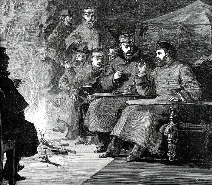 Framed Print : The Prince and his Comrades: Camp-Fire after Dinner in the Terai, 1876. Creator: Unknown Framed Print : The Prince and his Comrades: Camp-Fire after Dinner in the Terai, 1876. Creator: Unknown