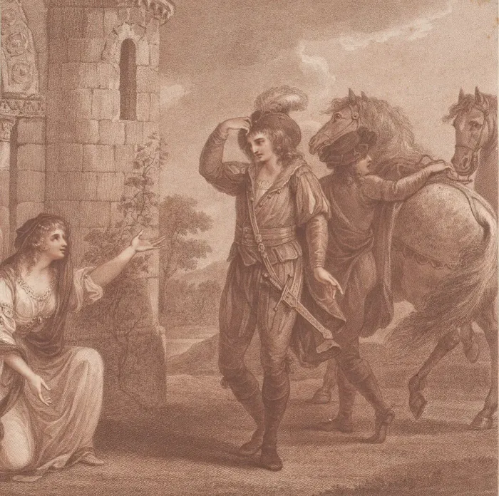 Framed Print : Prince Edmund, surnam d Ironside and Algitha, 1786. Creator: Francesco Bartolozzi