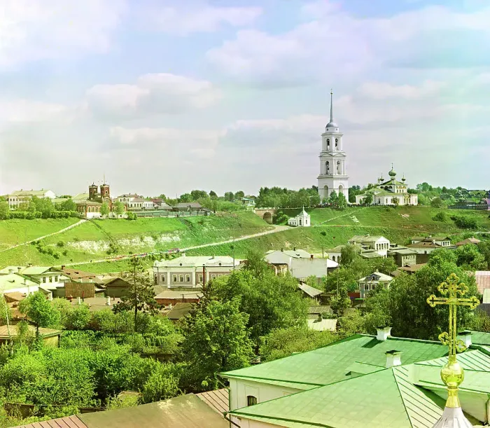 Framed Print : Prince Fedor's side [of the city] from the bell tower of the Cathedral of the Transfigur... 1910. Creator: Sergey Mikhaylovich Prokudin-Gorsky