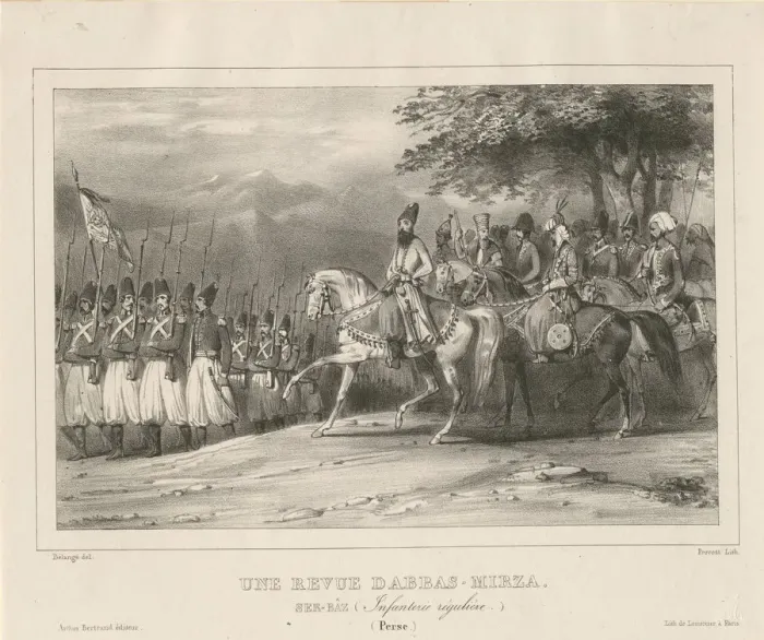 Framed Print : Prince, Field-Marshal Abbas Mirza (1789-1833) inspects infantry regiment, 1835. Artist Framed Print : Prince, Field-Marshal Abbas Mirza (1789-1833) inspects infantry regiment, 1835. Artist