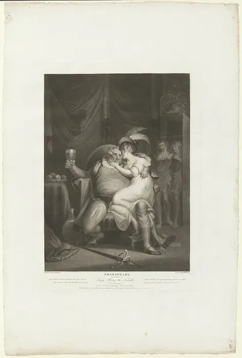 Framed Print : Prince Hal and Poins Surprise Falstaff with Doll Tearsheet, 1795. Creator: William Satchwell Leney
