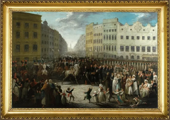 Framed Print : Prince Joseph Poniatowski Entering Krakow on 15 July 1809, 1821. Creator: Michal Stachowicz Framed Print : Prince Joseph Poniatowski Entering Krakow on 15 July 1809, 1821. Creator: Michal Stachowicz