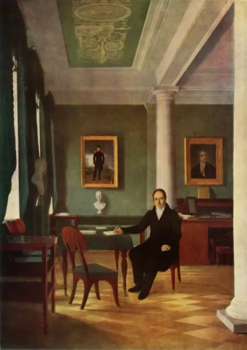 Framed Print : Prince Kochubeys Study, 1831-1834, (1965). Creator: Aleksey Venetsianov Framed Print : Prince Kochubeys Study, 1831-1834, (1965). Creator: Aleksey Venetsianov