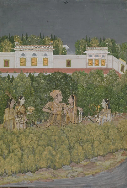 Prince and Ladies in a Garden, mid-18th century. Creator: Nidha Mal