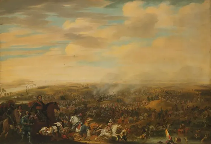 Framed Print : Prince Maurice at the Battle of Nieuwpoort, 2 July 1600, c.1632-c.1640. Creator: Pauwels van Hillegaert I Framed Print : Prince Maurice at the Battle of Nieuwpoort, 2 July 1600, c.1632-c.1640. Creator: Pauwels van Hillegaert I