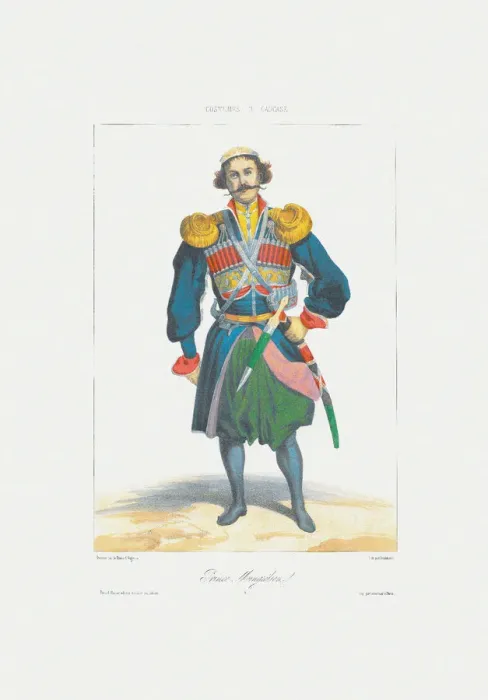 Framed Print : Prince of Megrelia (From: Scenes, paysages, meurs et costumes du Caucase), 1840. Artist: Gagarin, Grigori Grigorievich (1810-1893) Framed Print : Prince of Megrelia (From: Scenes, paysages, meurs et costumes du Caucase), 1840. Artist: Gagarin, Grigori Grigorievich (1810-1893)