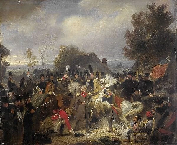 The Prince of Orange changing his Wounded Horse during the Engagement at Boutersem, 1837-1839. Creator: Cornelis Kruseman
