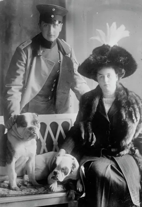 Framed Print : Prince and Princess August Wilhelm von Preussen with dogs, 1912. Creators: Bain News Service, George Graham Bain Framed Print : Prince and Princess August Wilhelm von Preussen with dogs, 1912. Creators: Bain News Service, George Graham Bain