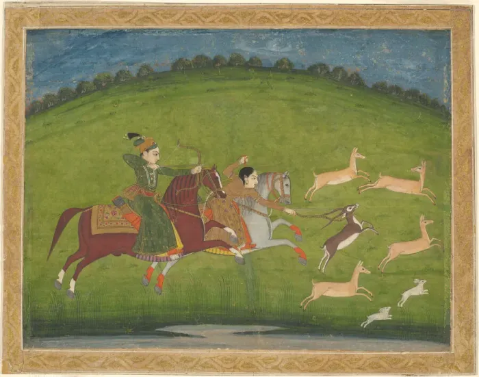 Framed Print : Prince and Princess Hunting Blackbuck, mid-18th century. Creator: Unknown Framed Print : Prince and Princess Hunting Blackbuck, mid-18th century. Creator: Unknown