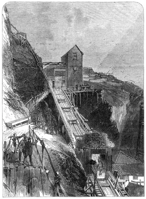 Framed Print : The Prince and Princess of Wales descending the Botallack Tin-Mine, Cornwall, 1865. Creator: Unknown Framed Print : The Prince and Princess of Wales descending the Botallack Tin-Mine, Cornwall, 1865. Creator: Unknown