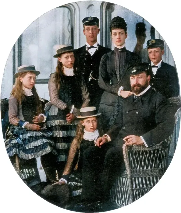 Framed Print : The Prince and Princess of Wales with their family on board the royal yacht, 19th century (1910). Creator: Unknown Framed Print : The Prince and Princess of Wales with their family on board the royal yacht, 19th century (1910). Creator: Unknown