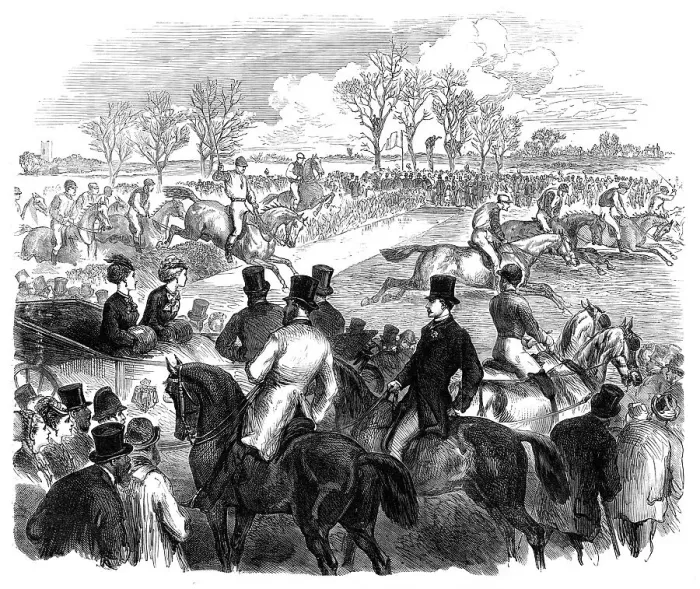 Framed Print : The Prince and Princess of Wales at the National Hunt Steeplechase, 1870. Creator: Unknown Framed Print : The Prince and Princess of Wales at the National Hunt Steeplechase, 1870. Creator: Unknown