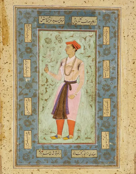 Framed Print : A Prince (Recto); Page of Calligraphy (Verso), between c1600 and c1625. Creator: Unknown Framed Print : A Prince (Recto); Page of Calligraphy (Verso), between c1600 and c1625. Creator: Unknown
