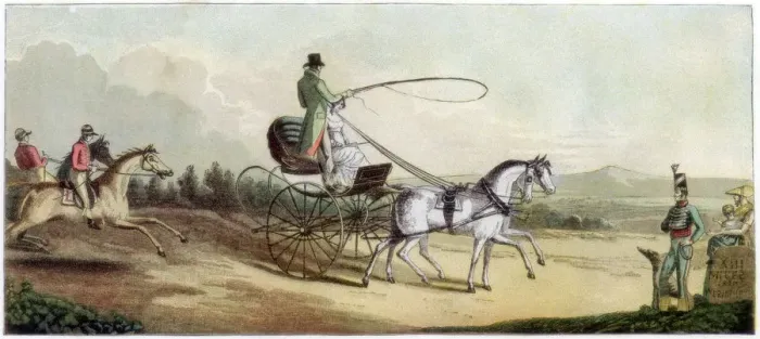 Framed Print : The Prince Regent driving Mrs Q on the road to Brighton, late 18th or early 19th century (1890)