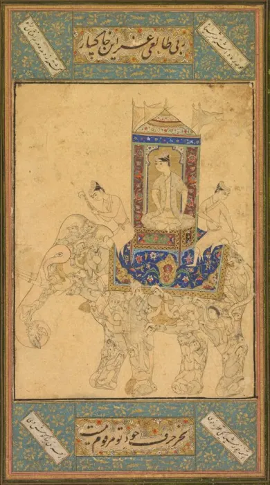 Framed Print : A prince riding a composite elephant, c. 1590. Creator: Unknown Framed Print : A prince riding a composite elephant, c. 1590. Creator: Unknown