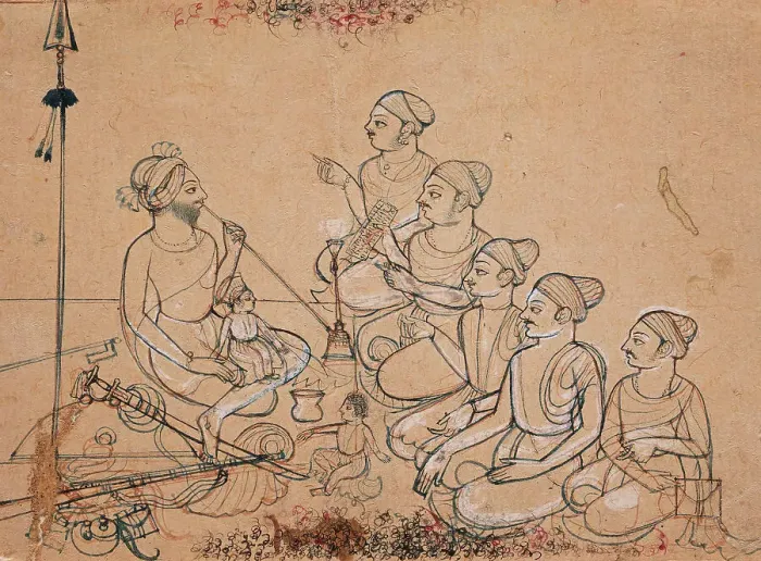 Framed Print : A Prince and His Sons Receive Visitors in the Mardana (Men's Quarter), 1786. Creator: Unknown Framed Print : A Prince and His Sons Receive Visitors in the Mardana (Men's Quarter), 1786. Creator: Unknown
