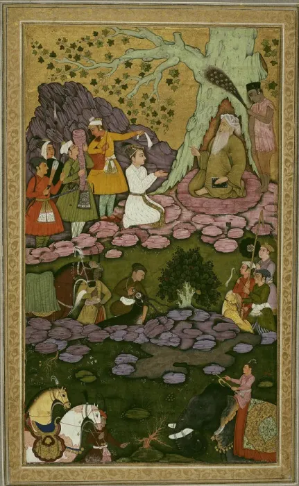Framed Print : Prince Visiting an Ascetic during a Hunt, 1625 / 50. Creator: Unknown Framed Print : Prince Visiting an Ascetic during a Hunt, 1625 / 50. Creator: Unknown