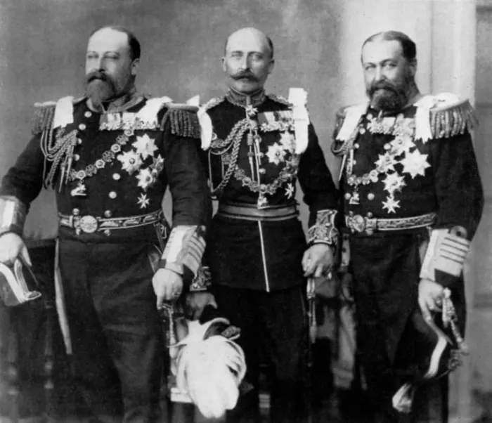 Framed Print : The Prince of Wales and his brothers at the wedding of the Duke of York, 6th July 1893 (1964). Artist: W&D Downey Framed Print : The Prince of Wales and his brothers at the wedding of the Duke of York, 6th July 1893 (1964). Artist: W&D Downey