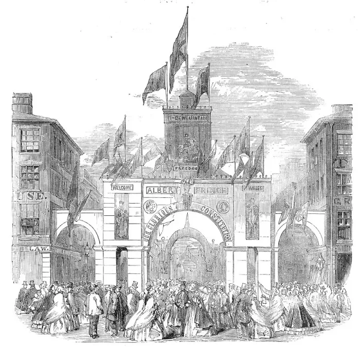 Framed Print : The Prince of Wales in Canada - the Orangemen's Arch at Toronto, 1860. Creator: Unknown Framed Print : The Prince of Wales in Canada - the Orangemen's Arch at Toronto, 1860. Creator: Unknown