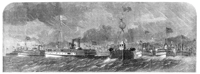 Framed Print : The Prince of Wales in Canada - His Royal Highness escorted to Montreal by a fleet... 1860. Creator: Smyth Framed Print : The Prince of Wales in Canada - His Royal Highness escorted to Montreal by a fleet... 1860. Creator: Smyth