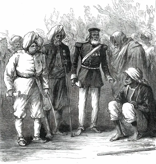 Framed Print : The Prince of Wales in India: group of survivors of the Defence of Lucknow...1876. Creator: W. H. O Framed Print : The Prince of Wales in India: group of survivors of the Defence of Lucknow...1876. Creator: W. H. O