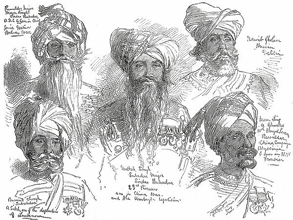 The Prince of Wales in India: native soldiers distinguished for their services, 1876. Creator: William Simpson