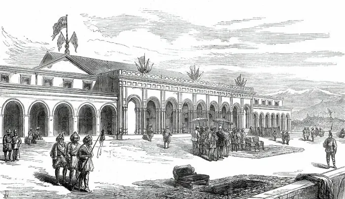 Framed Print : The Prince of Wales in India: palace built in two months by the Maharajah of Cashmere...1876. Creator: Unknown Framed Print : The Prince of Wales in India: palace built in two months by the Maharajah of Cashmere...1876. Creator: Unknown