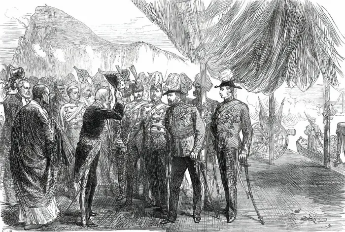 Framed Print : The Prince of Wales at landing at Gibraltar, from a sketch by our special artist, 1876. Creator: C.R Framed Print : The Prince of Wales at landing at Gibraltar, from a sketch by our special artist, 1876. Creator: C.R