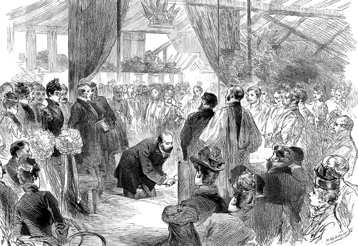 Framed Print : The Prince of Wales laying the Memorial-Stone of the St. Martin's Parochial Buildings, 1890. Creator: P Naumann Framed Print : The Prince of Wales laying the Memorial-Stone of the St. Martin's Parochial Buildings, 1890. Creator: P Naumann
