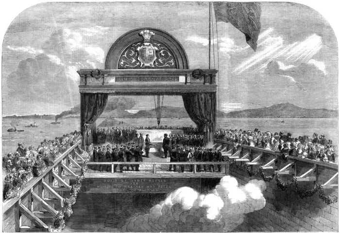 Framed Print : The Prince of Wales laying the last stone of the Victoria Bridge over the St Lawrence river, 1860. Artist: George Henry Andrews Framed Print : The Prince of Wales laying the last stone of the Victoria Bridge over the St Lawrence river, 1860. Artist: George Henry Andrews