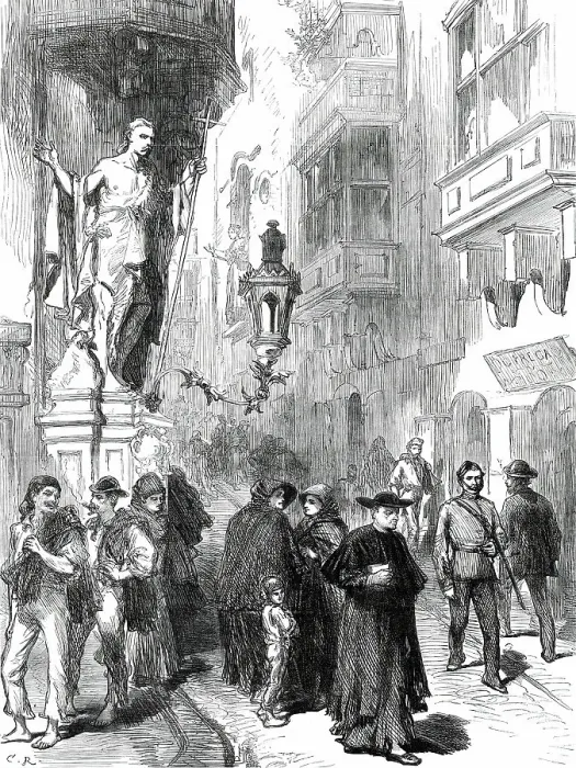 Framed Print : The Prince of Wales at Malta: a Street in Valetta, 1876. Creator: C.R Framed Print : The Prince of Wales at Malta: a Street in Valetta, 1876. Creator: C.R