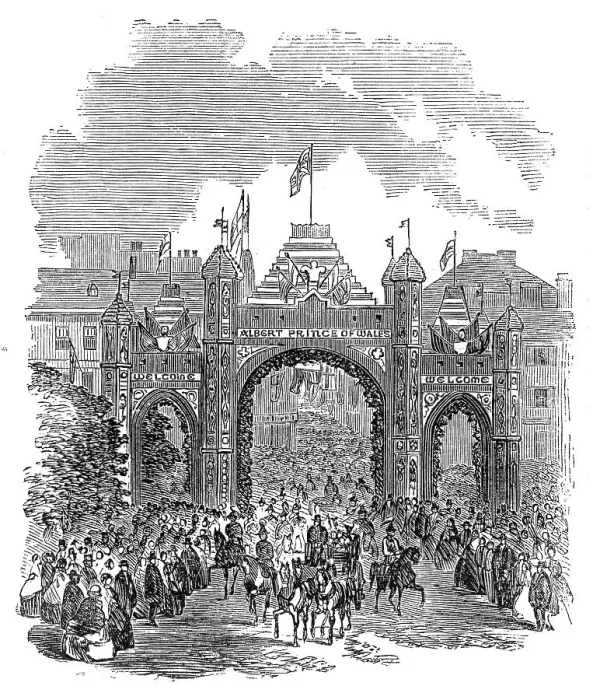 Framed Print : The Prince of Wales at Montreal - The Arch at the Place d'Armes, 1860. Creator: Unknown Framed Print : The Prince of Wales at Montreal - The Arch at the Place d'Armes, 1860. Creator: Unknown