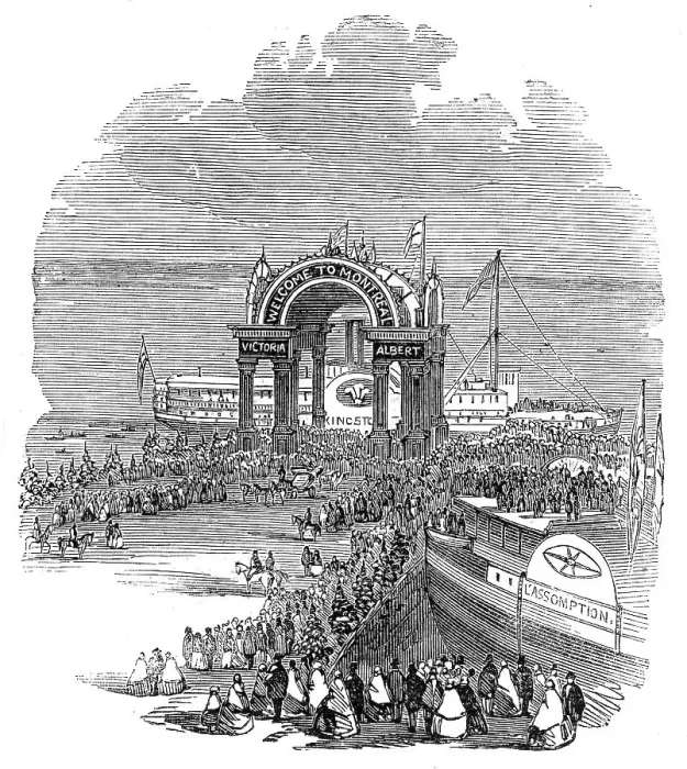 Framed Print : The Prince of Wales at Montreal - Pavilion on the Quay - the Prince landing, 1860. Creator: Unknown Framed Print : The Prince of Wales at Montreal - Pavilion on the Quay - the Prince landing, 1860. Creator: Unknown