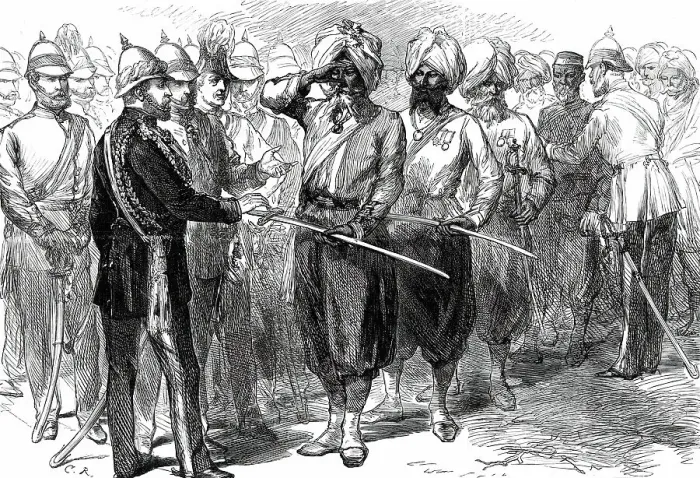 Framed Print : The Prince of Wales receiving the survivors of the Defence of Lucknow...1876. Creator: C.R Framed Print : The Prince of Wales receiving the survivors of the Defence of Lucknow...1876. Creator: C.R