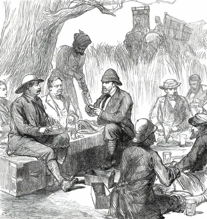 Framed Print : The Prince of Wales in the Terai: Tiffin in the Jungle...1876. Creator: C.R Framed Print : The Prince of Wales in the Terai: Tiffin in the Jungle...1876. Creator: C.R