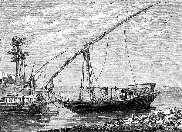 The Prince of Wales Visit to Egypt: the Nile Boat - from a drawing by Frank Dillon, 1862. Creator: Richard Principal Leitch