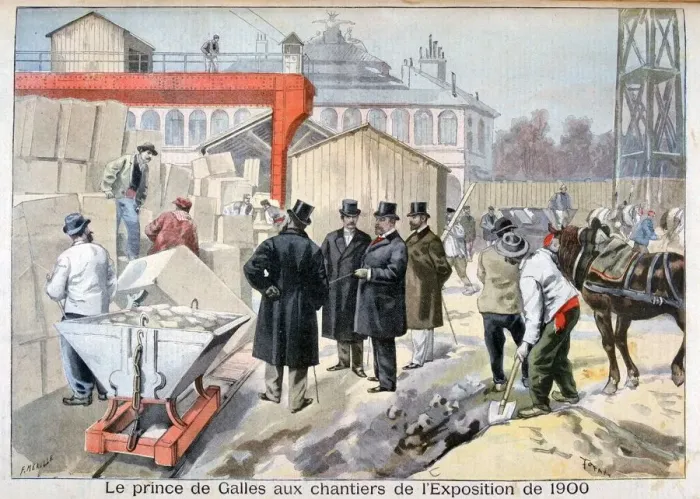 Framed Print : The Prince of Wales visiting the building sites for the Exposition Universelle of 1900, Paris, 1898. Artist: F Meaulle Framed Print : The Prince of Wales visiting the building sites for the Exposition Universelle of 1900, Paris, 1898. Artist: F Meaulle