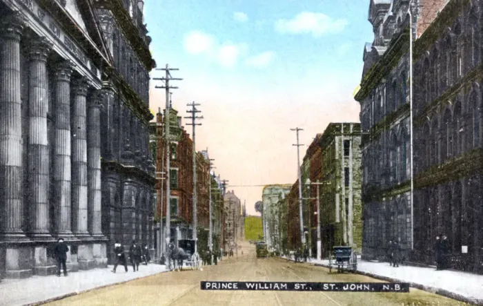 Framed Print : Prince William Street, Saint John, New Brunswick, Canada, c1900s Framed Print : Prince William Street, Saint John, New Brunswick, Canada, c1900s