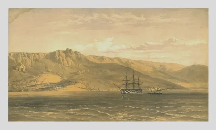 Framed Print : Prince Woronzoffs Palace near Yalta on the South Coast of the Crimea, 1854, (1855) Framed Print : Prince Woronzoffs Palace near Yalta on the South Coast of the Crimea, 1854, (1855)