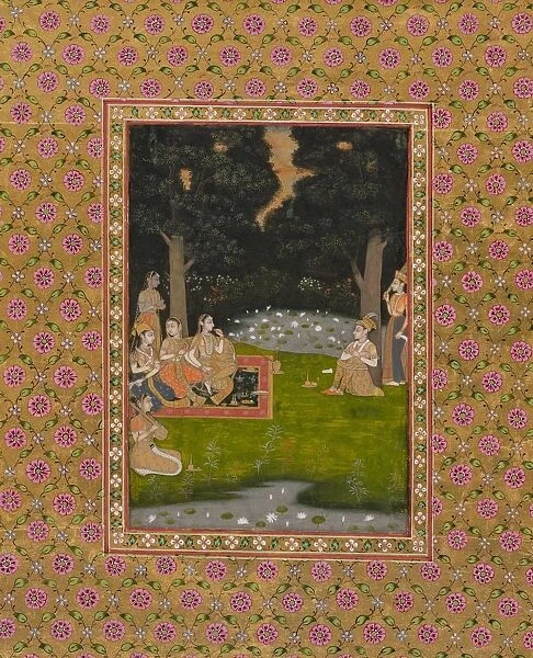 Princely ascetic in the forest visited by ladies, c. 1760. Creator: Unknown