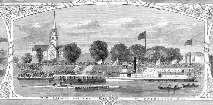 Framed Print : The Prince's arrival at Fredericton, New Brunswick, 1860. Creator: Smyth Framed Print : The Prince's arrival at Fredericton, New Brunswick, 1860. Creator: Smyth